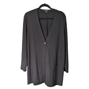 J Jill Wearever Cardigan Women Sz Large Black Normcore Corpcore Minimalist Cozy